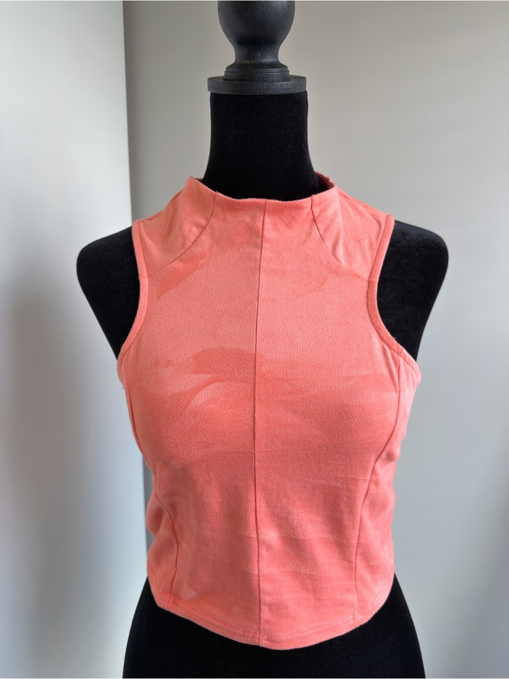 Windsor Sleeveless Mock Neck Crop Top - Coral